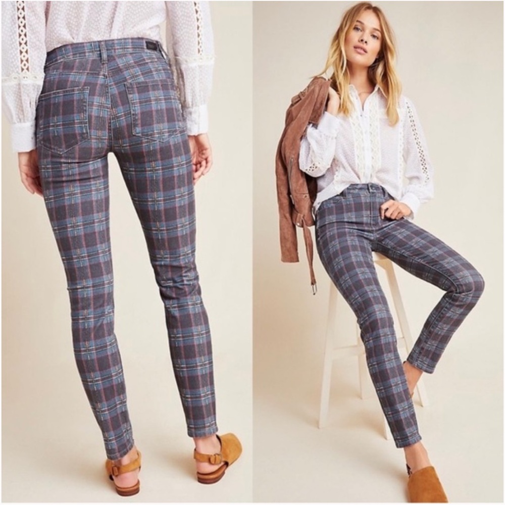 NWT Paige‎ Hoxton Ankle Plaid Skinny Jeans Size 25 - Picture 2 of 10